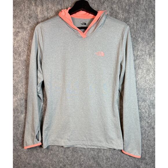 The North Face Womens Gray Pink FlashDry Lightweight Pullover Hoodie - Medium - Picture 1 of 9